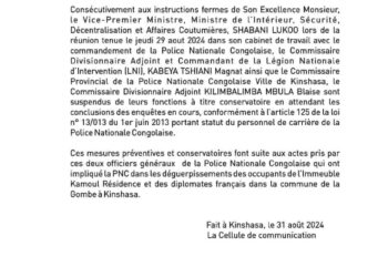 RDC: Le chef de la police de Kinshasa risque gros.